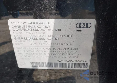 2017 Audi Q5 2.0T Premium from USA, damaged, VIN WA1C2AFP4HA007194